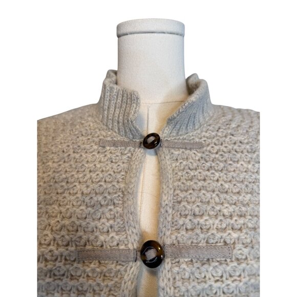 ZARA Beige Small Wool Blend Knit Cardigan Sweater Jacket Button Closures - Picture 3 of 16